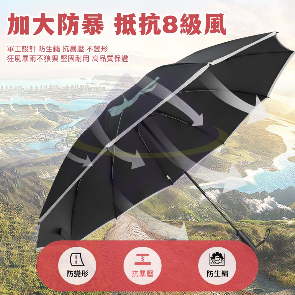 UPF 50+ Auto-Open/Close Reverse Fold Umbrella - Navy Blue with Black Lining, , large