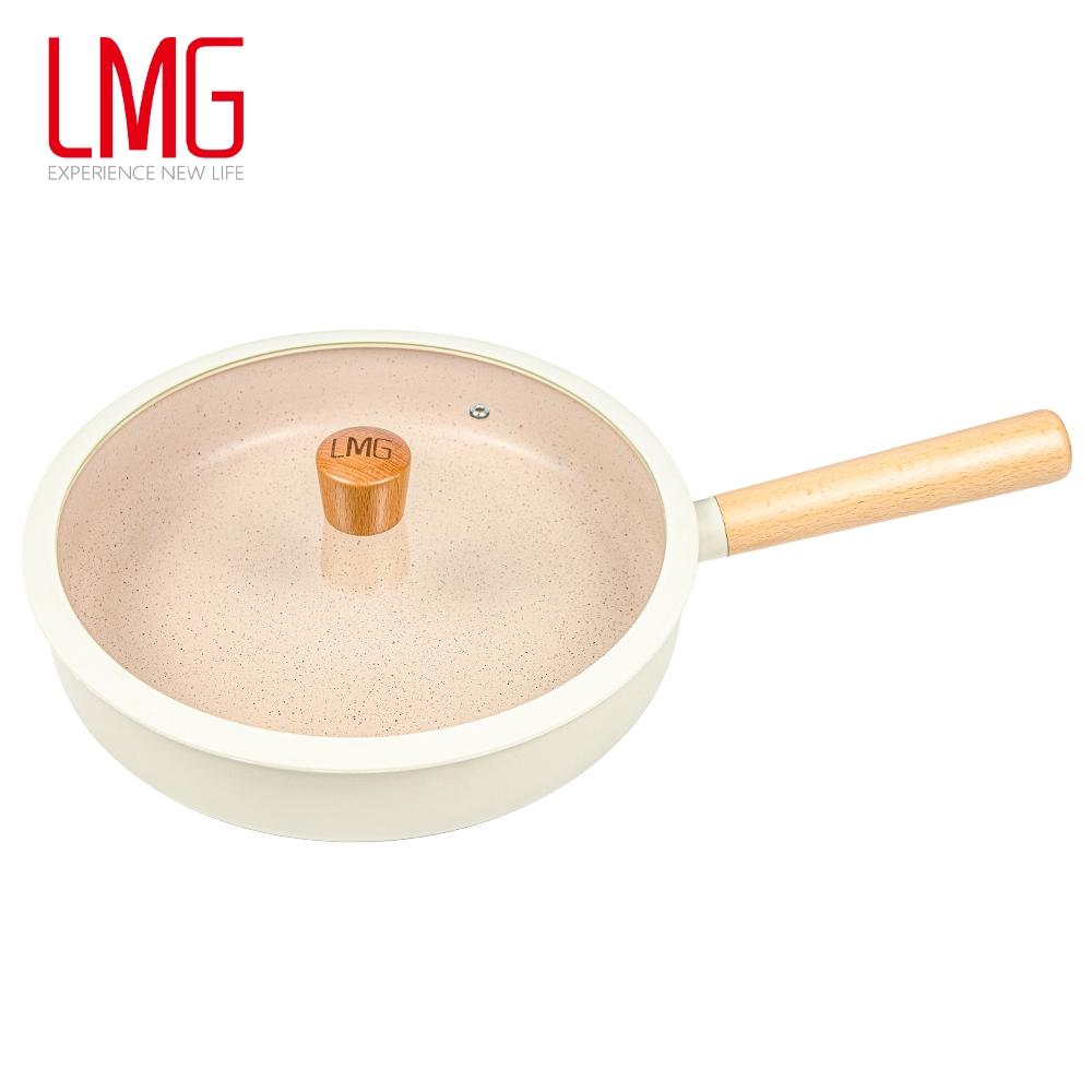 【LMG】 28cm日式雪藏平底鍋 (象牙白/曜岩黑), , large