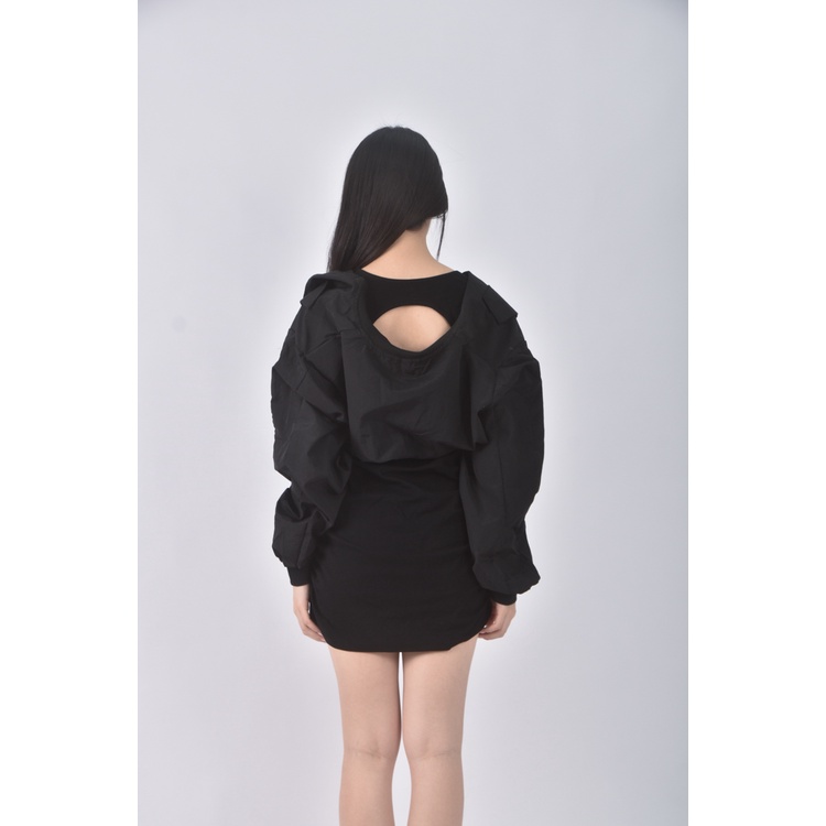 (S) minette質感兩件式黑色洋裝二手衣, , large