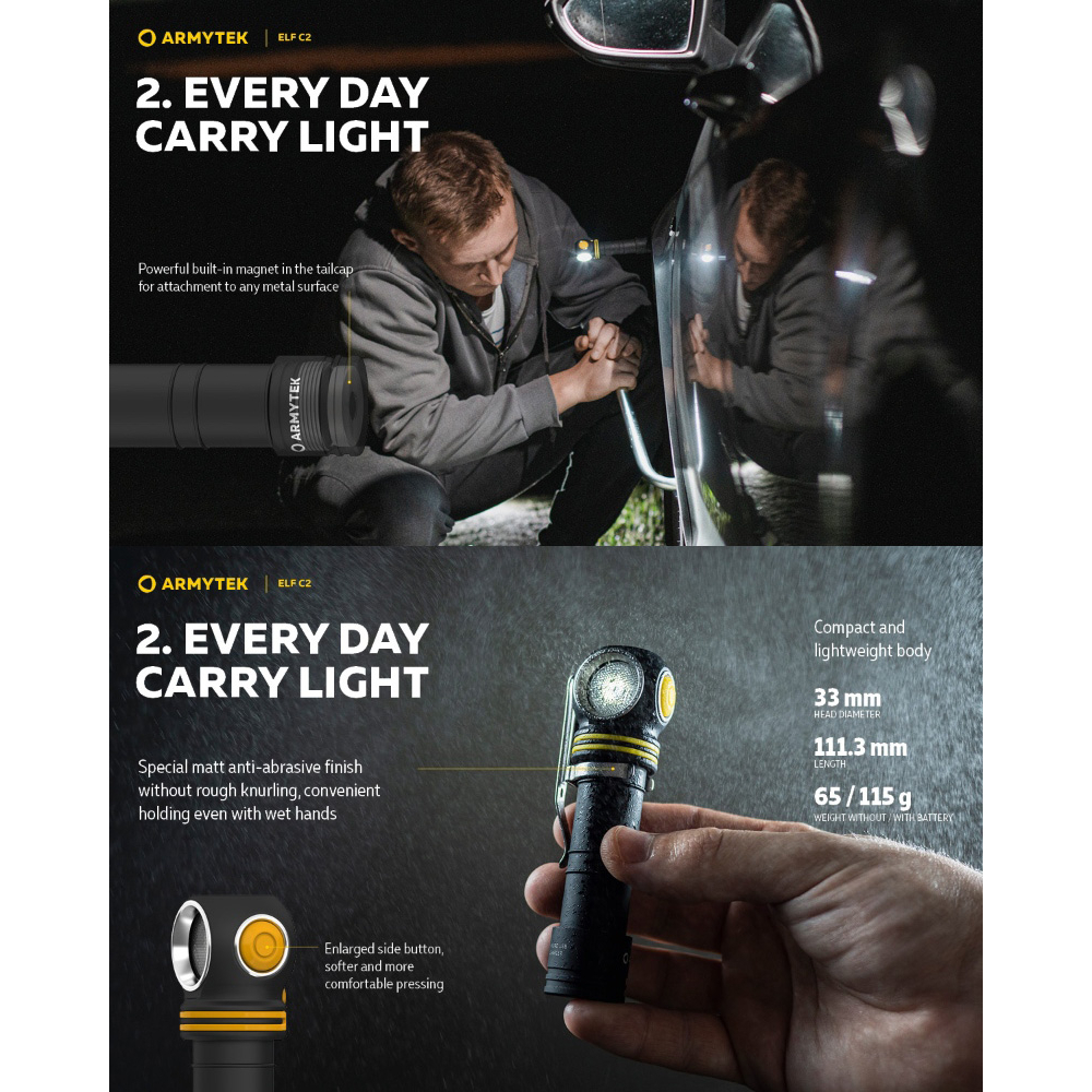 【電筒王】 加拿大 Armytek ELF C2 1100流明 頭燈 全泛光 輕巧 尾部磁吸 附電池 USB 防水, , large