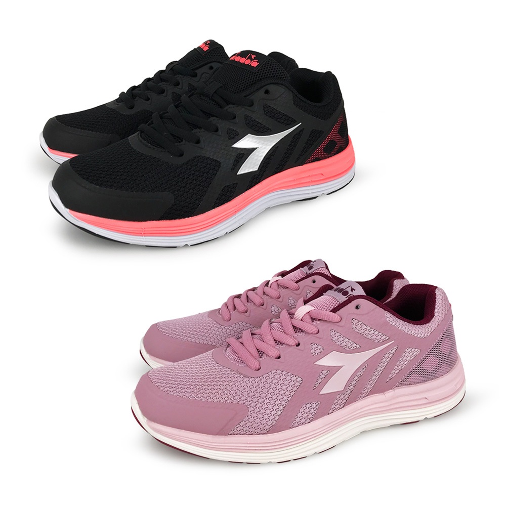 DIADORA迪亞多那 時尚潮流慢跑鞋 女運動鞋 女鞋 簡約 時尚 透氣 保護後跟 Q彈 緩震 釋壓 耐磨 止滑 黑 粉, , large