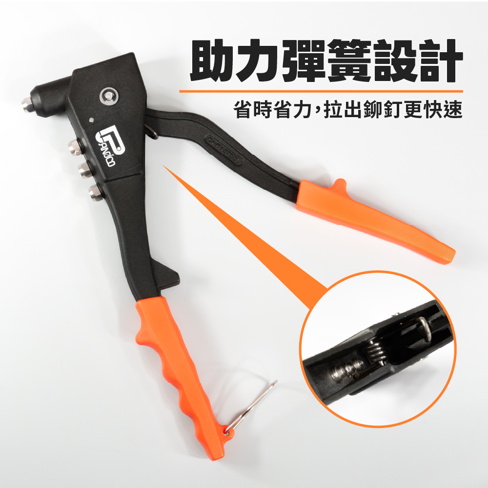 【Panrico 百利世】 手動鉚釘槍 鉚釘鉗 鉚釘器 具2.4~4.8mm-4種規格接頭 台灣製造 (FM003001), , large