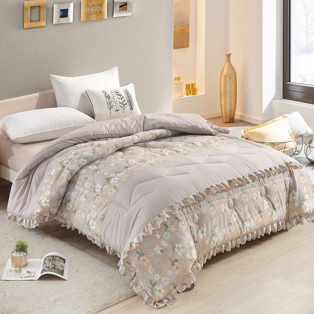 [LY SHIN BEDDING] Betrise Falling flowers in autumn scenery | Washable/machine washable Korean retro soft cotton silver ion anti-bacterial anti-bacterial feather velvet warm winter quilt - large size 180x210cm, , large