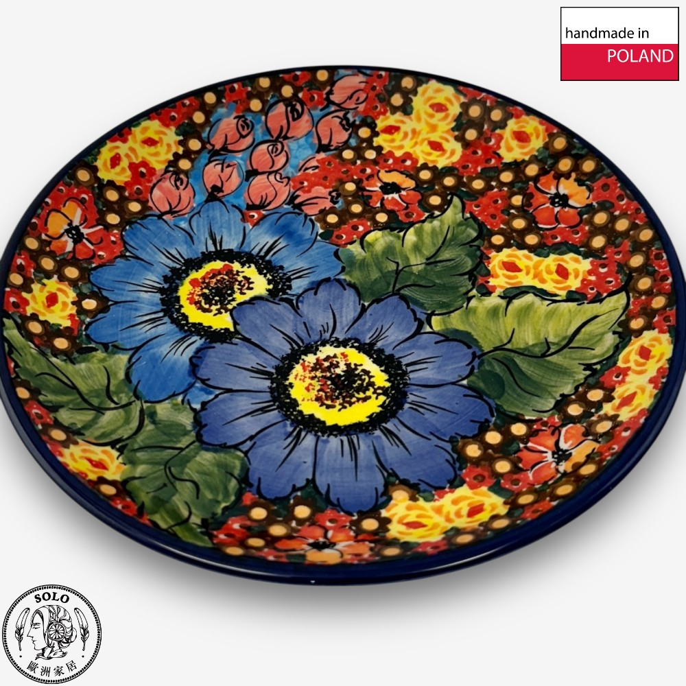 【SOLO Vintage】Cerraf Polish Pottery 19cm Round Plate Where Flowers Bloom Deeply Series Made in Poland, , large