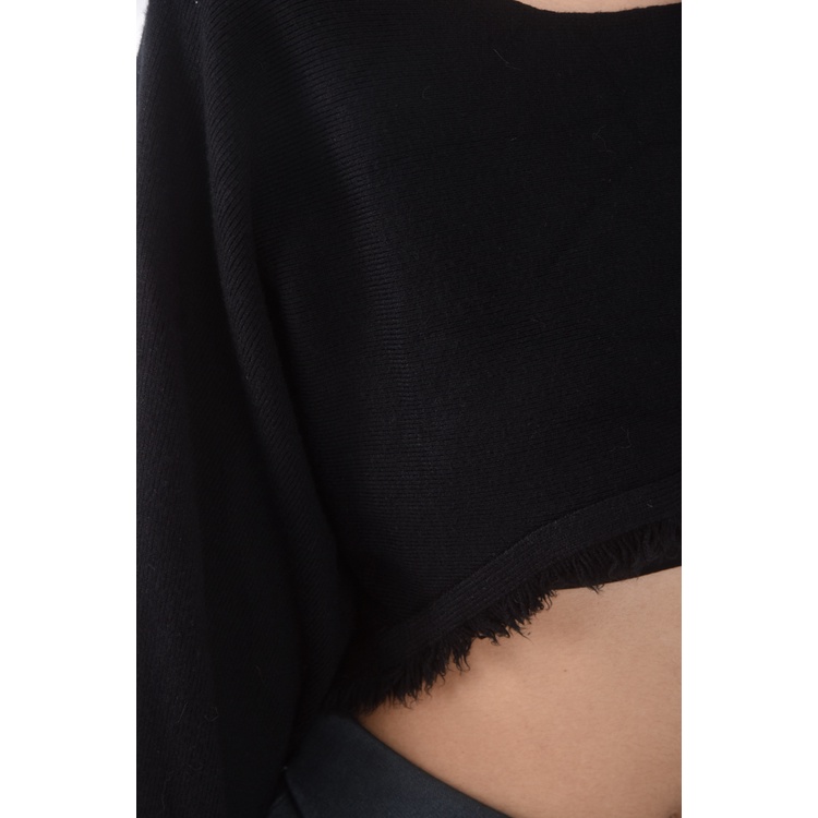 (F) 【智恩私服】ggaebi韓牌質感修身短版黑色長袖上衣二手衣, , large