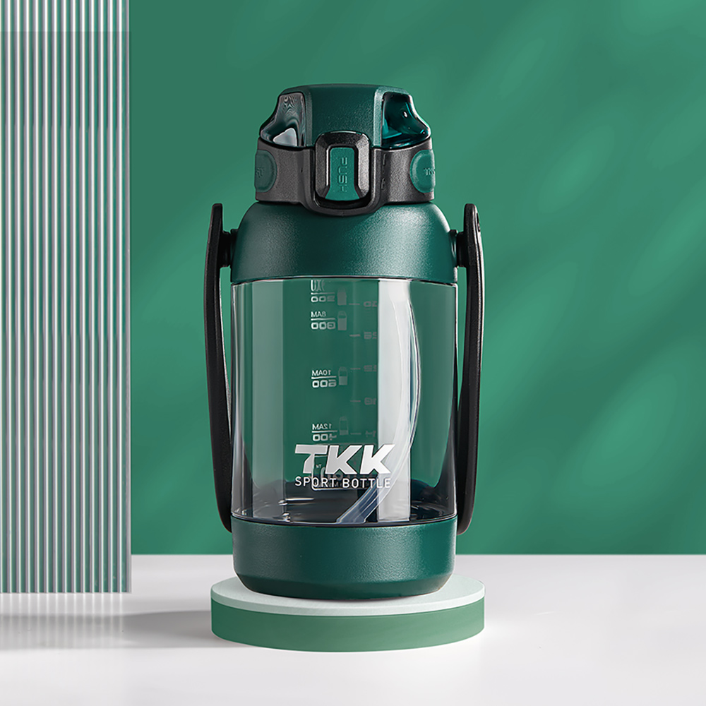 【TKK】美國進口Tritan 獵鷹 手提+背帶 直飲大容量 運動水壺1200ML(附背帶)-青海藍, , large