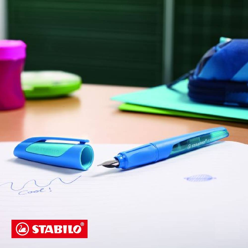 【德國天鵝STABILO】EASYbuddy 學習樂人體工學正姿鋼筆  通用歐規墨水 初學者可用粉紅/淺藍(STB-57989-5), , large