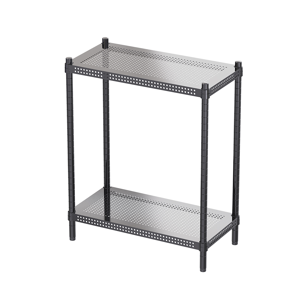 【Y HOUSE】60x30x75公分 極致美學 沖孔兩層收納層架-烤漆黑, , large