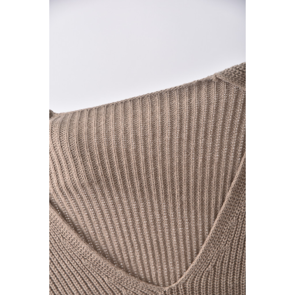 (F) myway韓牌質感羊毛V領棕色毛衣二手衣, , large