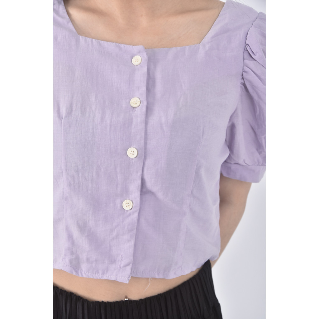 (S) 質感紫色短袖上衣二手衣, , large