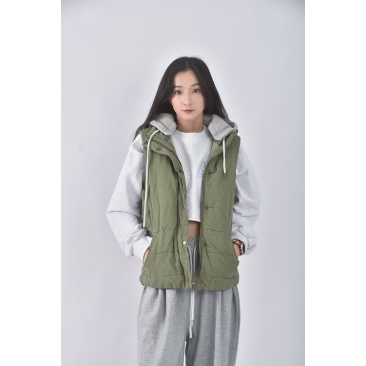 (S) fifty percent棉質純棉連帽背心綠色外套二手衣