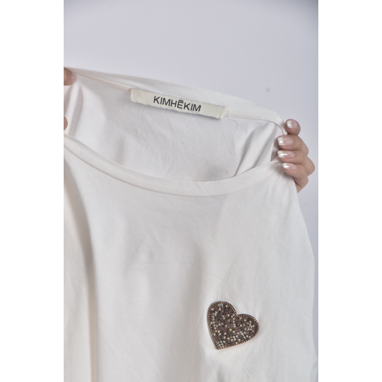 (M) kimhekim韓牌棉質純棉白色短袖上衣二手衣, , large