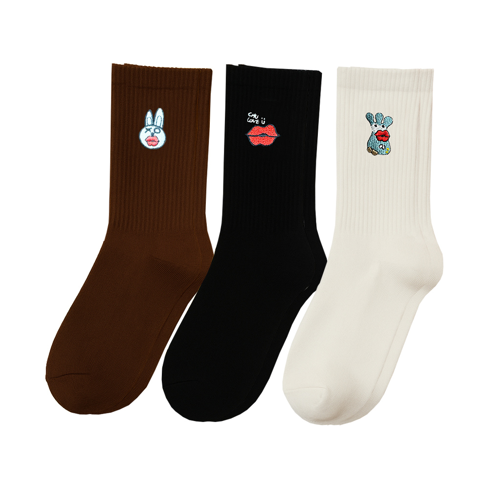 啾愛你PRO怪獸刺繡襪-三入組, , large