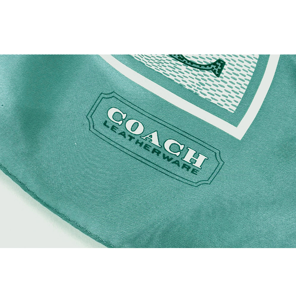 COACH Signature 復古經典標誌真絲方巾/海水藍, , large