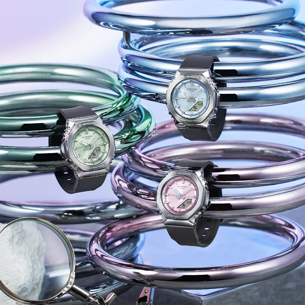 CASIO 卡西歐 G-SHOCK 粉彩金屬八角手錶 女錶 GM-S2110-2A, , large