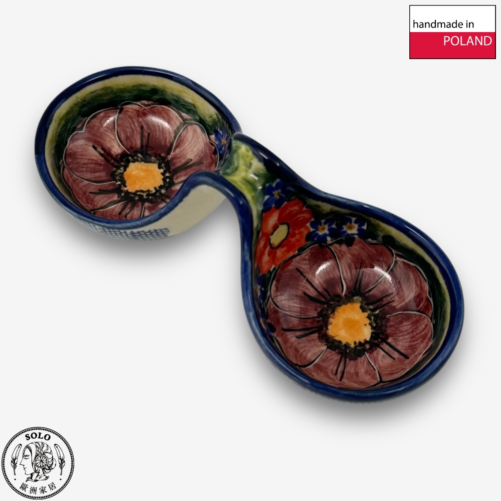 【SOLO歐洲家居】波蘭製 Cerraf 波蘭陶 14cm 分隔碗/醬料小碗 雅紅之宴系列, , large