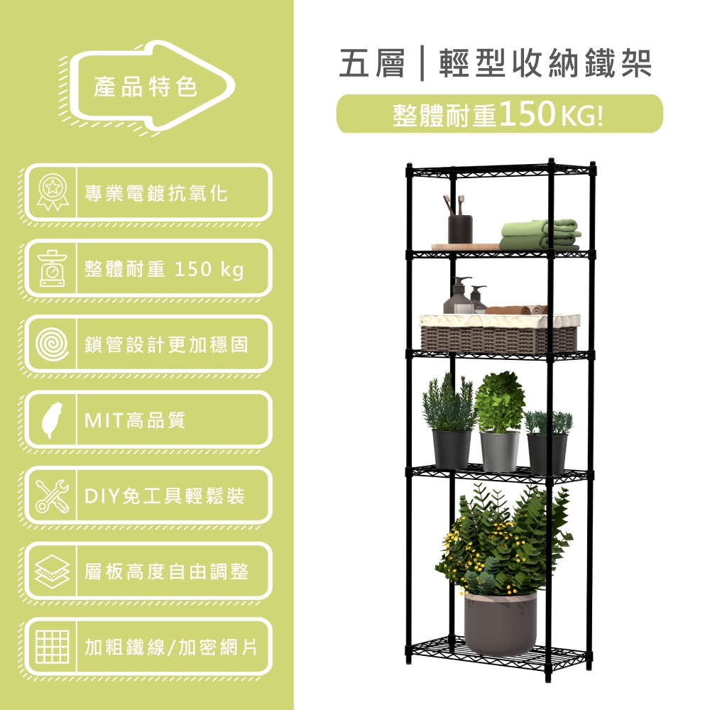 KIWISH 60x30x180H Black 5-Tier Wire Shelving Unit | Heavy Duty Metal Storage Rack | Made in Taiwan, Free Shipping, , large