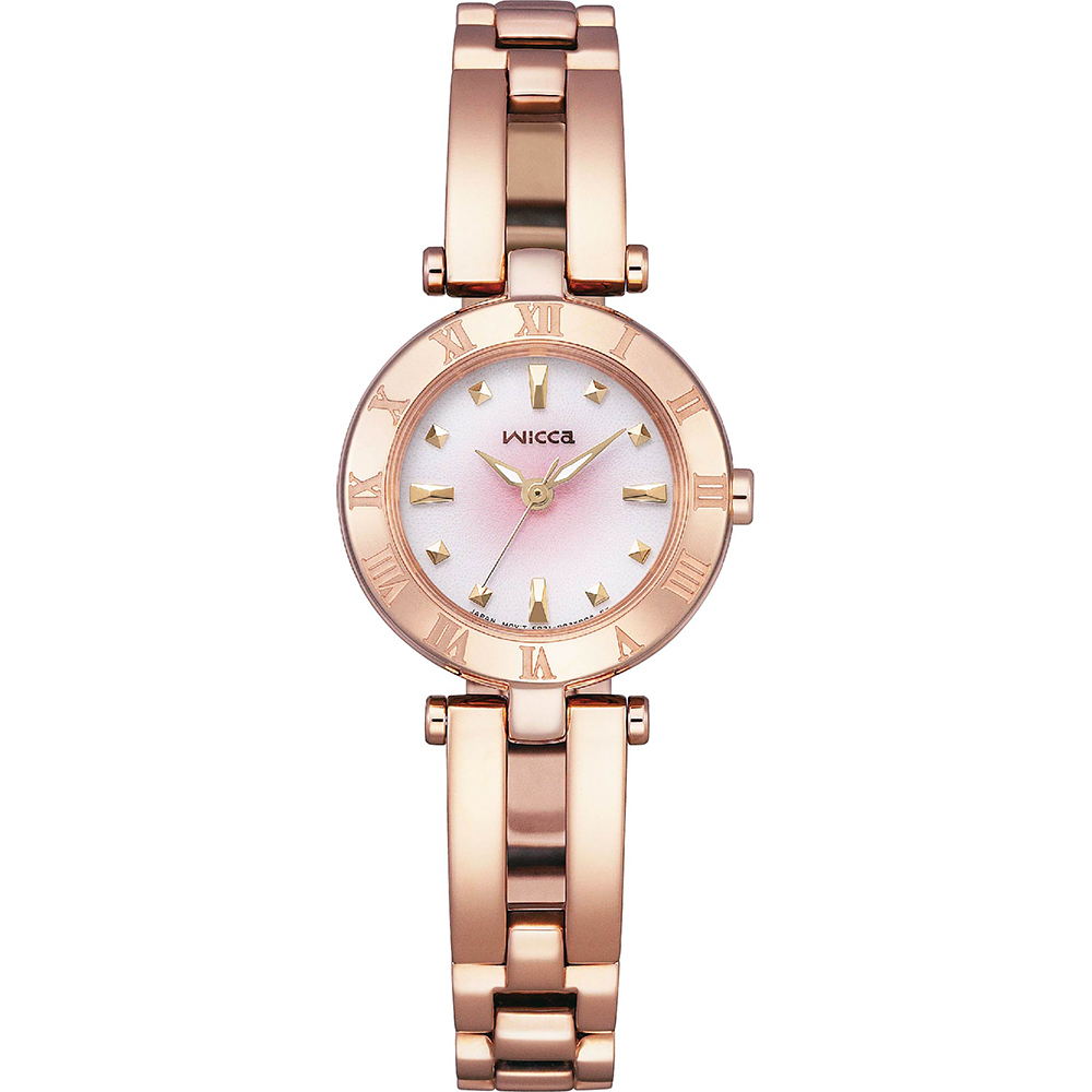 CITIZEN 星辰 Wicca 台灣限定款太陽能女錶-玫瑰金x粉色漸層/24mm KP2-621-95, , large