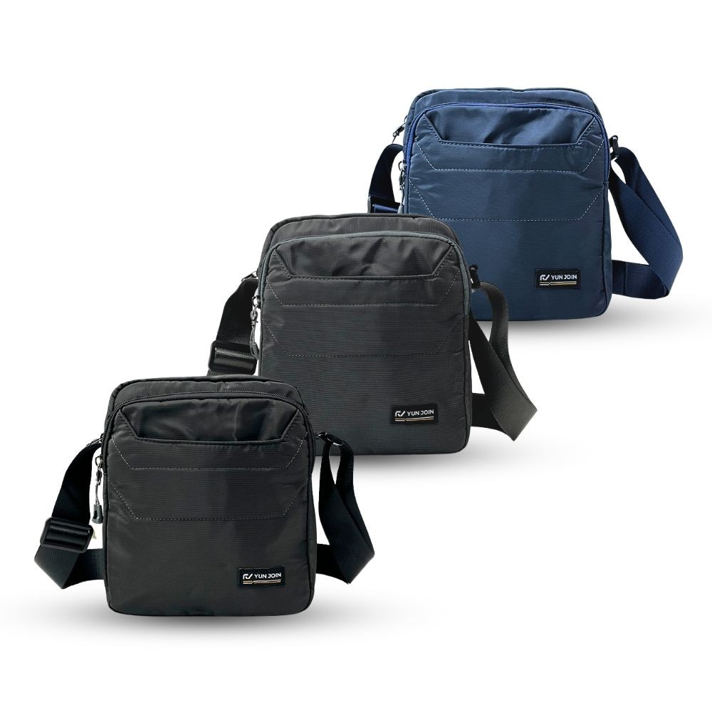 【YUNJOIN】Tech 直式多層斜跨包-灰色 都會小包 側背包 科技布料, , large