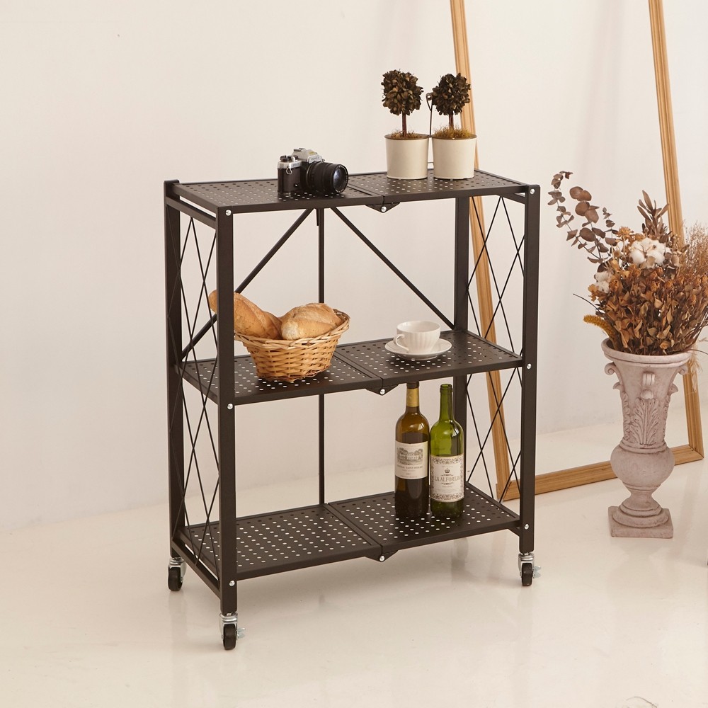 【H&R安室家】 萬用三層可移式置物推車/餐車 KCF06