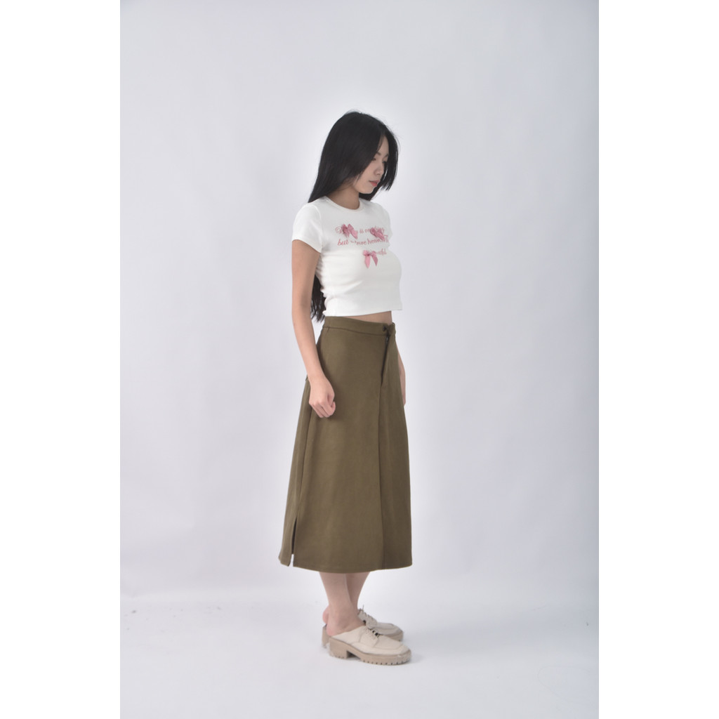 (L) 【作珩私服】mercci22質感素面綠色長裙二手衣, , large