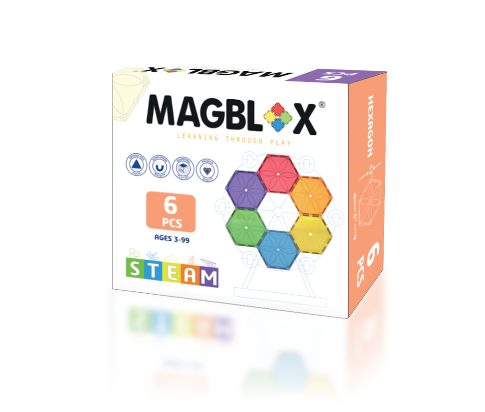 [好研所]MAGBLOX® 美學磁力片 六角形 - 繽紛 (6pcs), , large
