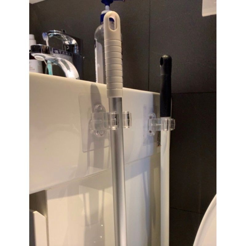 [Beargood sticker] Transparent Mop & Broom Holder (Strong Adhesive), , large