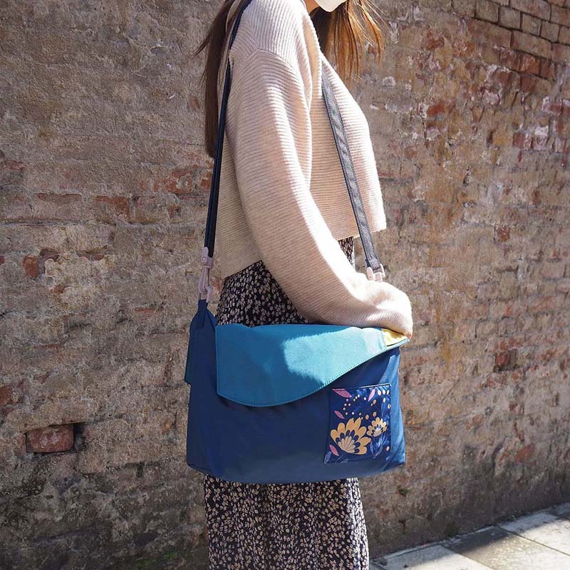 Eco-friendly Crossbody bag & tote bag Two-in-one, Reversible yoyo bag (Cerulean), , large