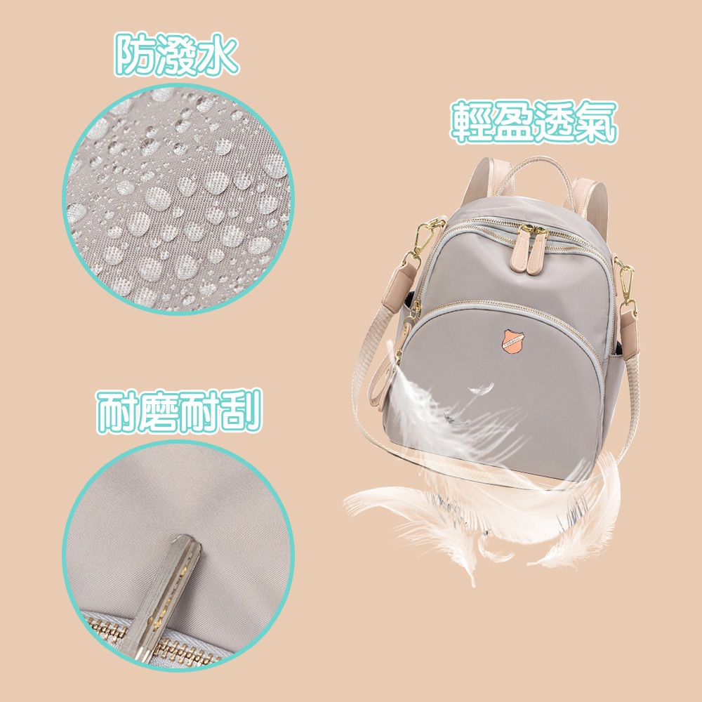 SPRING-簡約尼龍後背包休閒後背包3way小款後背包-多色(0-55142), , large