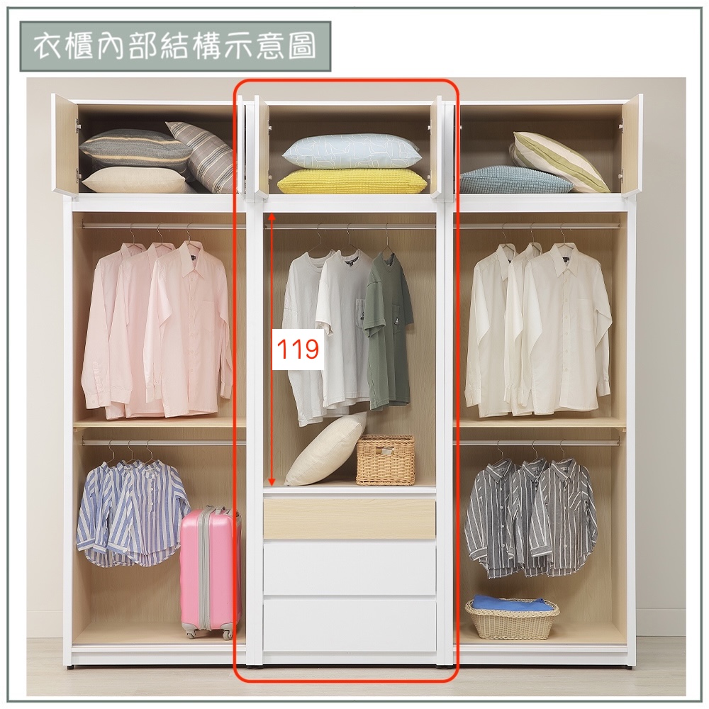 【唯熙傢俱】羅伊原木雙色2.6x8尺抽屜衣櫃, , large