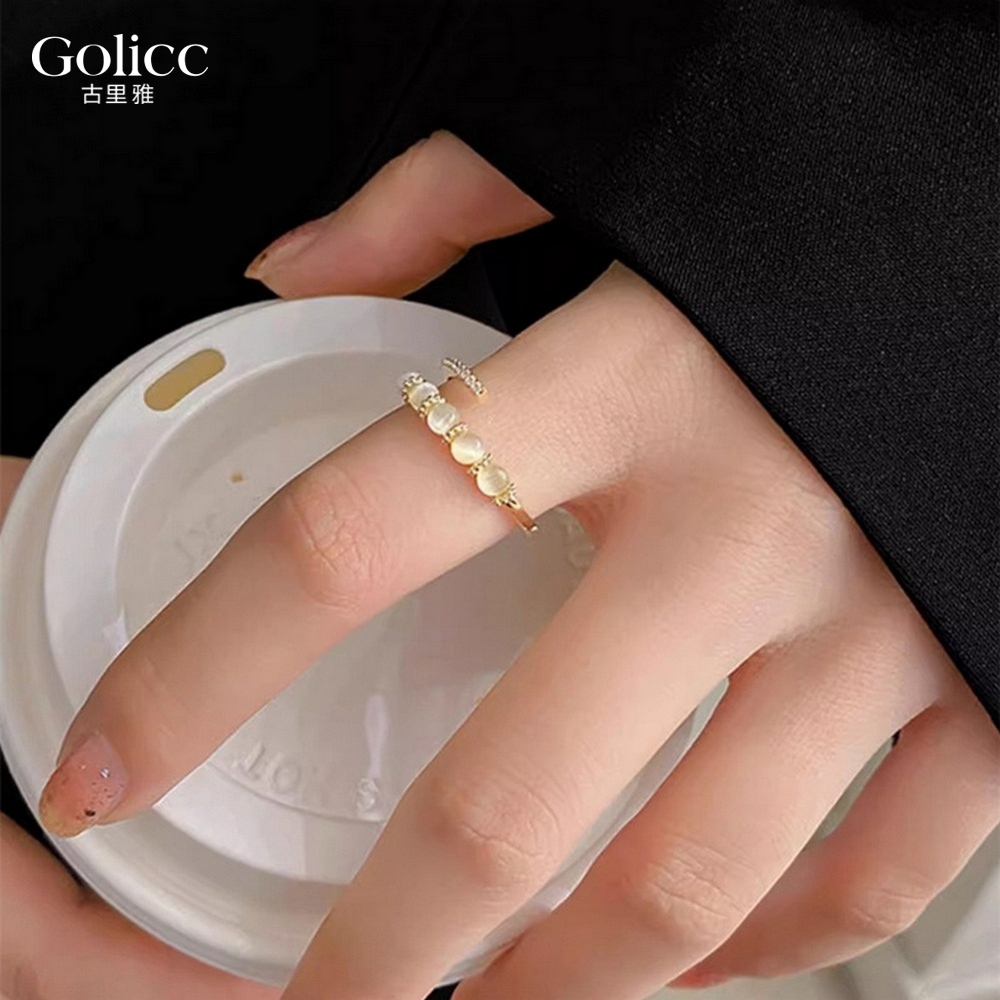 【Gulicc】古莉可 戒指 微鑲閃鑽貓眼石戒子, , large