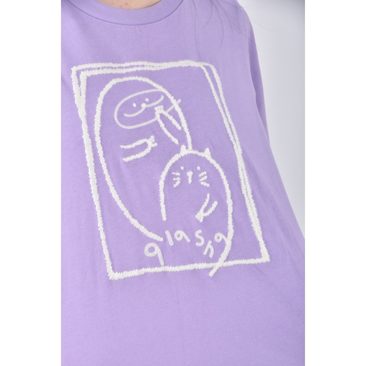 (S) a la sha質感刺繡紫色短袖上衣二手衣, , large