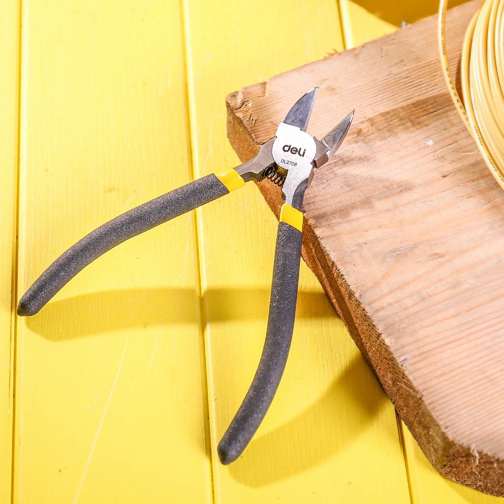 【得力工具 deli tools】斜口鉗 斜口剪 塑膠剪 高硬度 銅線 電線 包膠防滑 升級款-6" 塑膠剪鉗 (160mm), , large