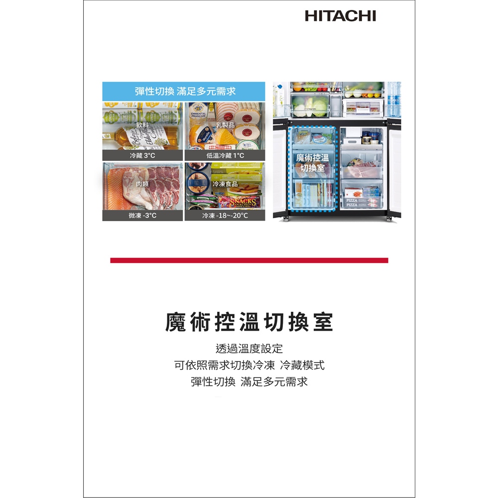 HITACHI 645L High Efficiency Inverter 4-Door Refrigerator Glossy Black HR4N9713DFSVA, , large