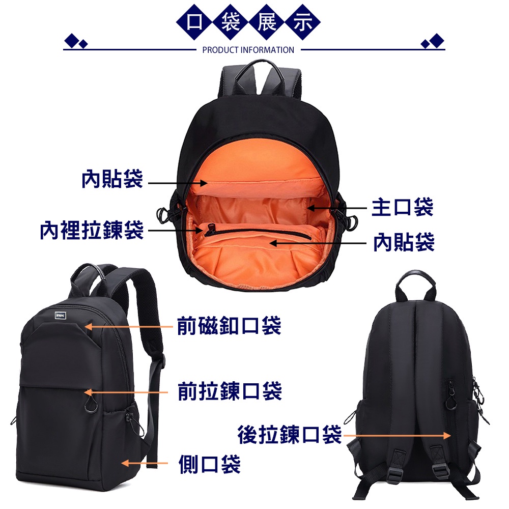 SPRING-尼龍後背包中性百搭後背包簡約抽繩後背包, , large