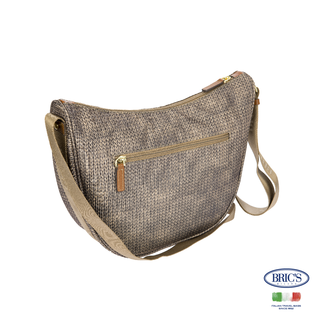 【Bric's】 X-collection 半月側背包 BXG45052 - 混羊毛堅果色, , large
