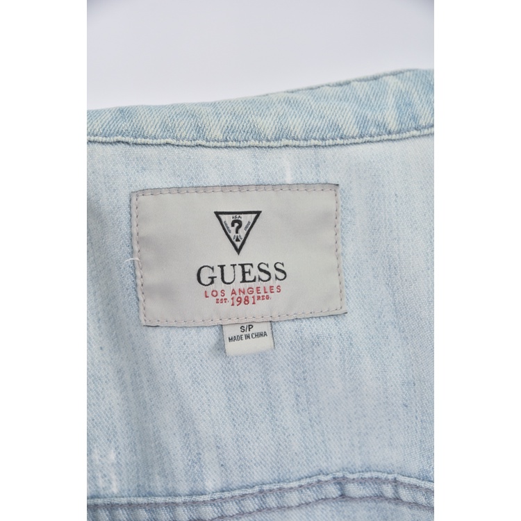 (S) guess丹寧牛仔質感棉質立領藍色外套二手衣, , large