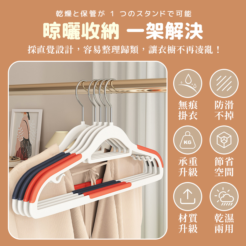 [夢巴黎] 日系多功能防滑衣架 10入組, , large