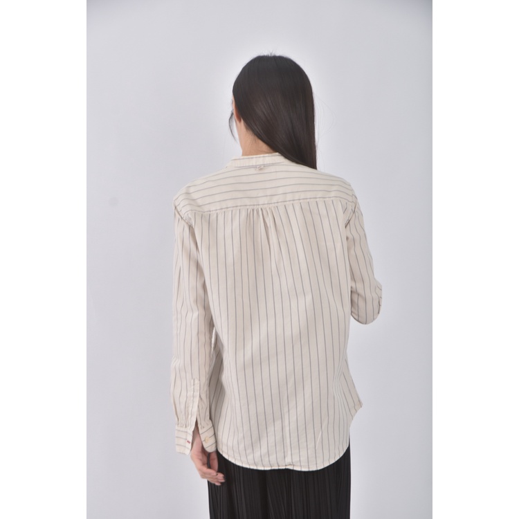 (S) uniqlo棉質條紋純棉杏色長袖上衣二手衣, , large