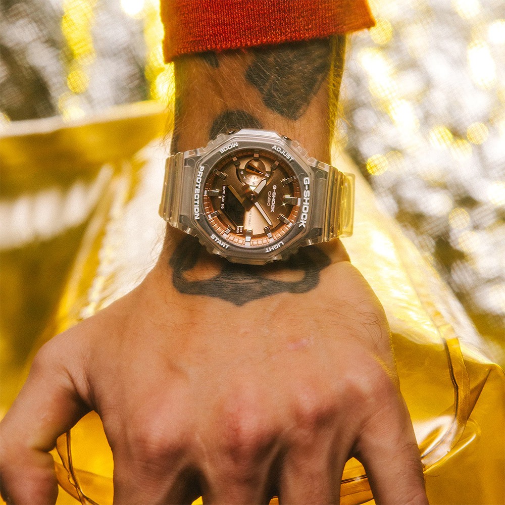 CASIO 卡西歐 G-SHOCK 半透明感 金屬蒸鍍工藝 雙顯電子錶 手錶 GA-2100BM-7A5, , large