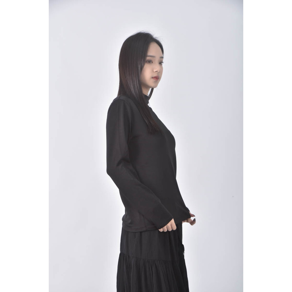 (S) 【又又私服】運動中領黑色長袖上衣二手衣, , large