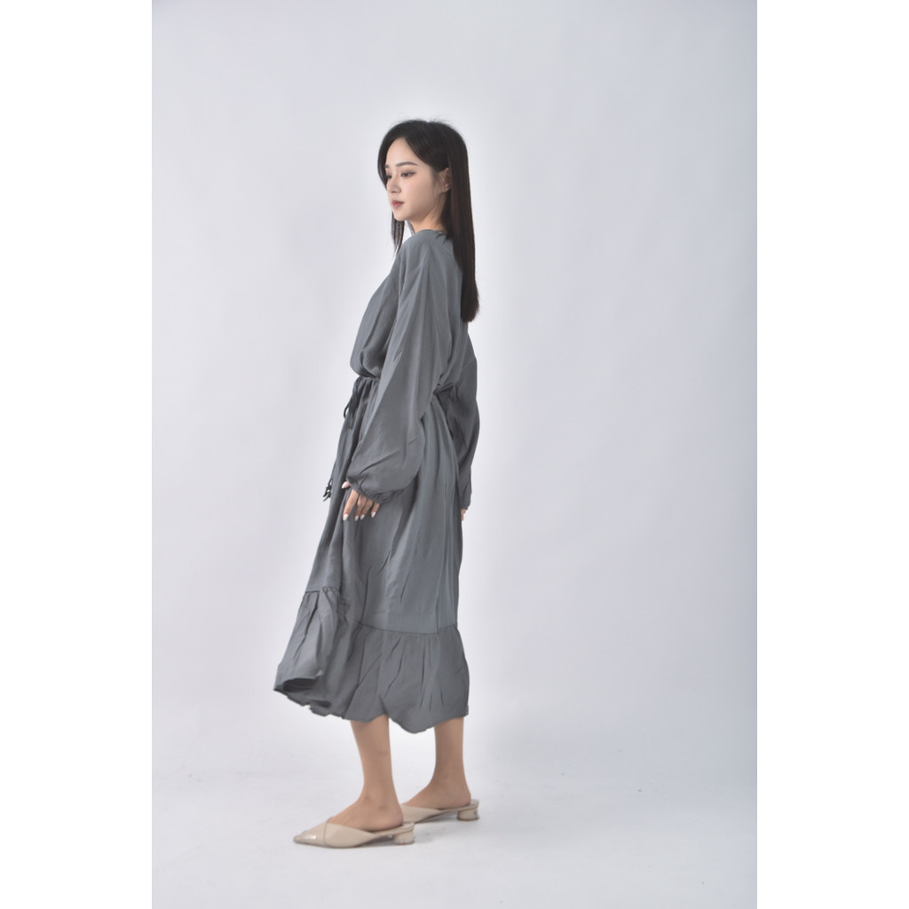 (XL) hthp韓牌波浪裙擺綠色綁帶洋裝二手衣, , large