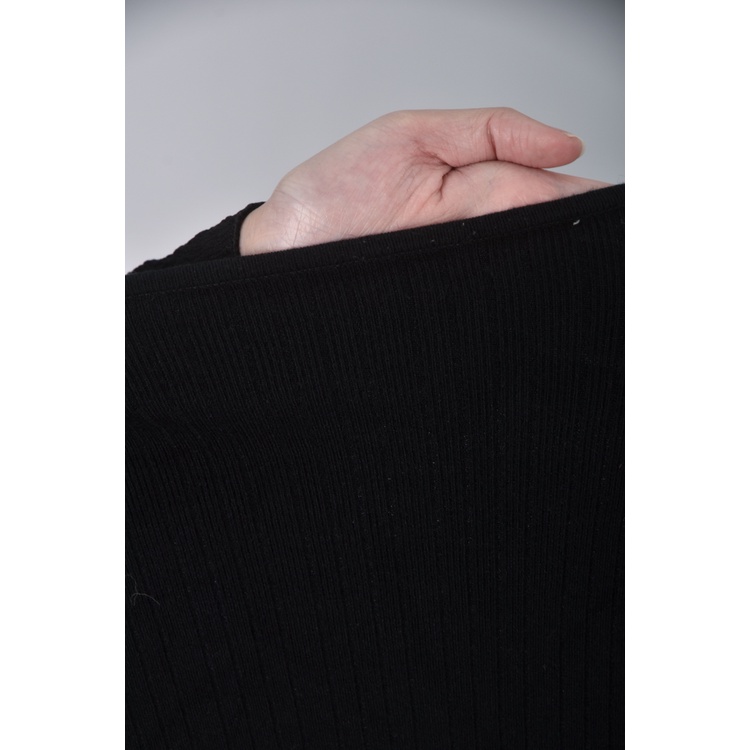 (XS（含）以下) 質感針織貼身黑色長袖上衣二手衣, , large