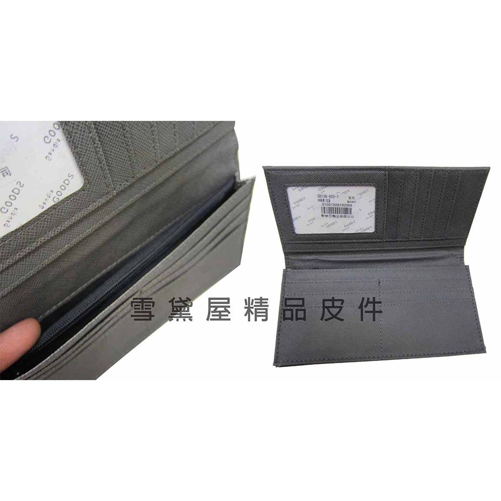 ~雪黛屋~SKYBOW 長型皮夾紳士中性進口專櫃進口防水防刮皮革長型夾二折式大容量不折鈔多層標準尺吋YSB136-003, , large