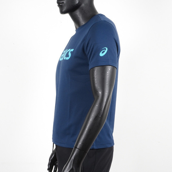 Asics 男女 短袖 T恤 運動 透氣 吸濕 快乾 抗UV 台灣製 延續 深藍 [K31415-50], , large