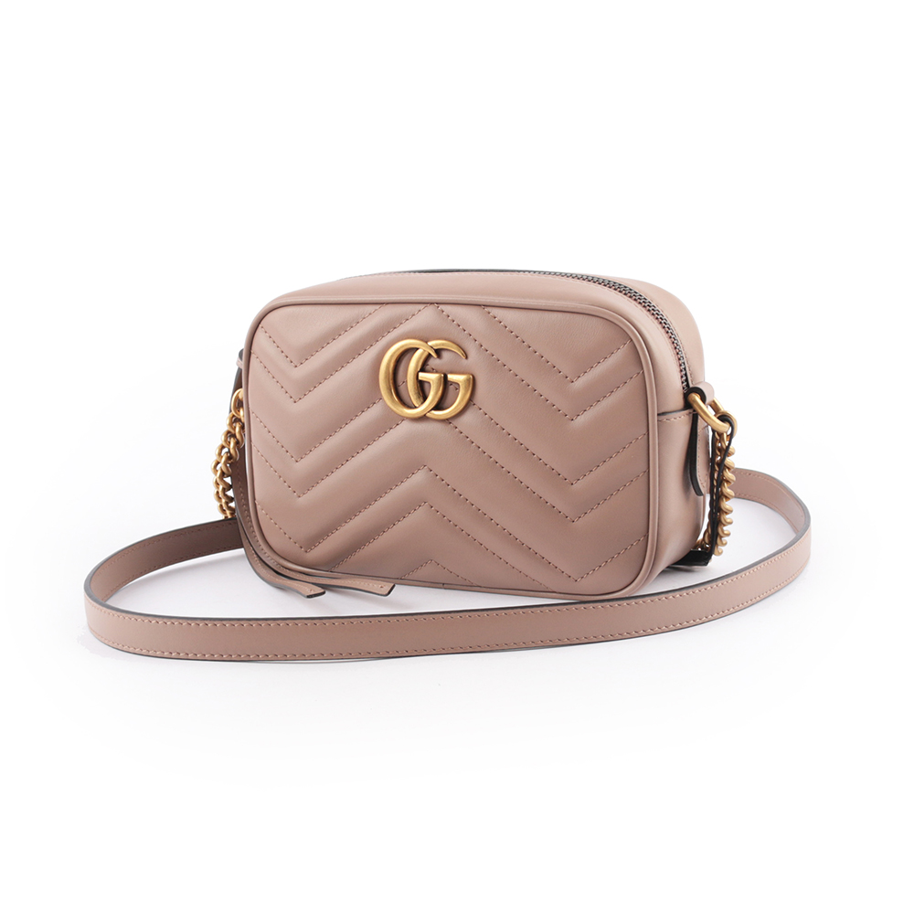 GUCCI Marmont mini款方型側背鍊包/藕粉, , large