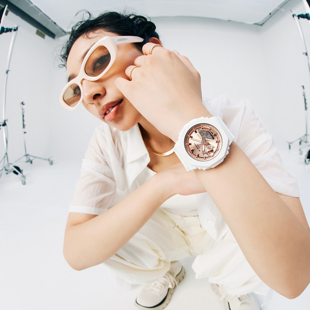 CASIO 卡西歐 G-SHOCK ITZY Lia 配戴款 粉紅金 八角 手錶 女錶 GMA-S2100MD-7A, , large