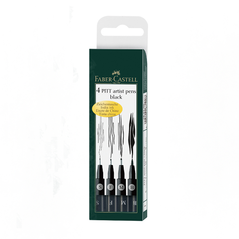 【Faber-Castell】輝柏 藝術家專用PITT藝術筆S.F.M.B.4入黑色 / 套 167100, , large