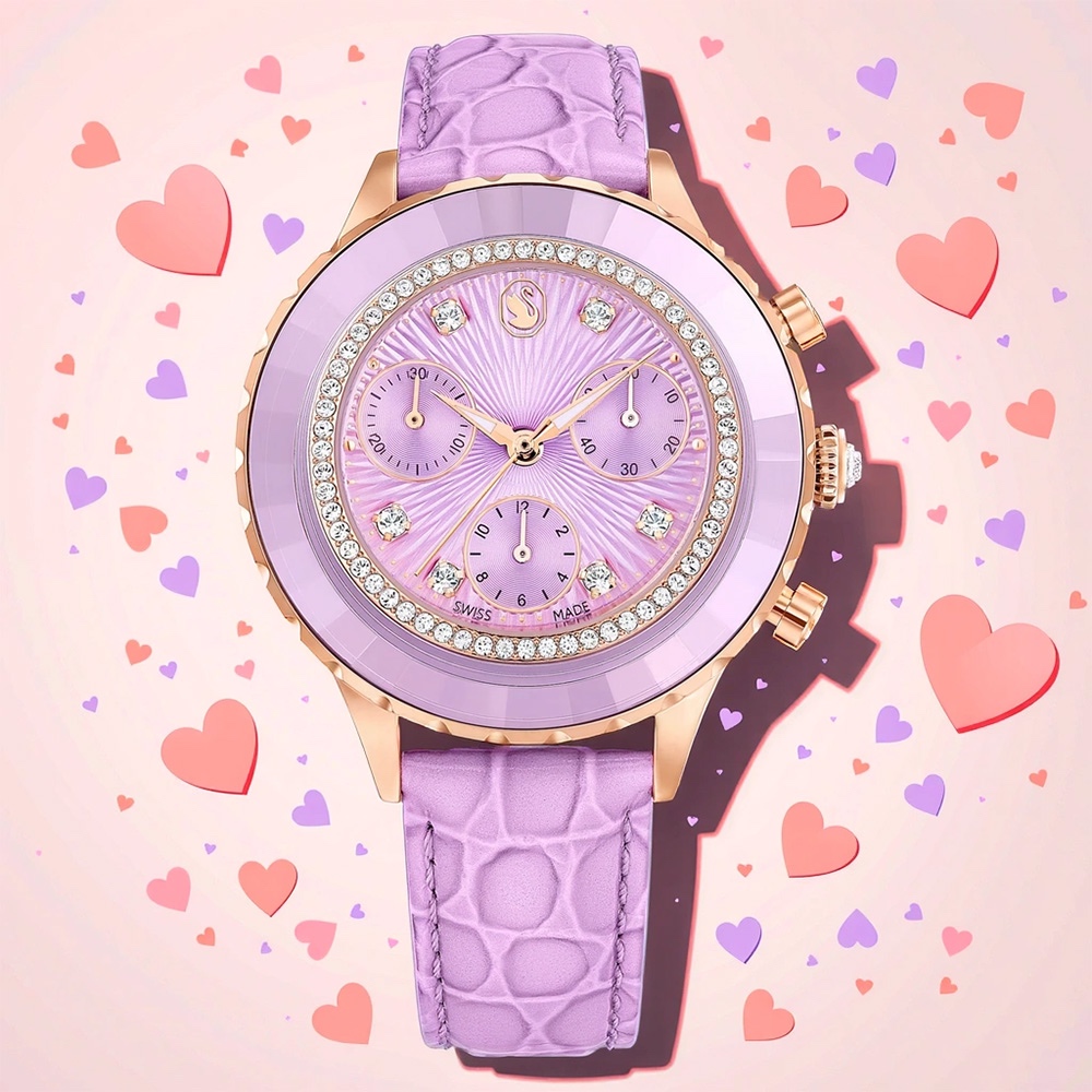 SWAROVSKI 施華洛世奇 Octea Chrono 水晶計時手錶 女錶-37mm(5690804), , large