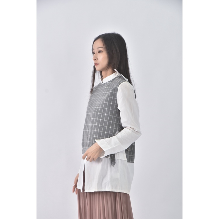 (S) tokoyo fashion質感格紋灰色短袖上衣二手衣, , large
